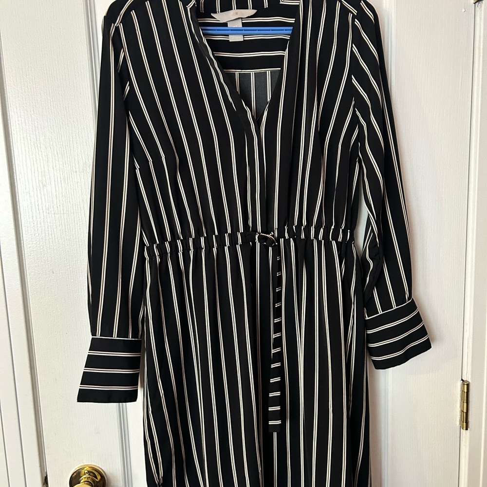 H&M Black and White Striped Dress